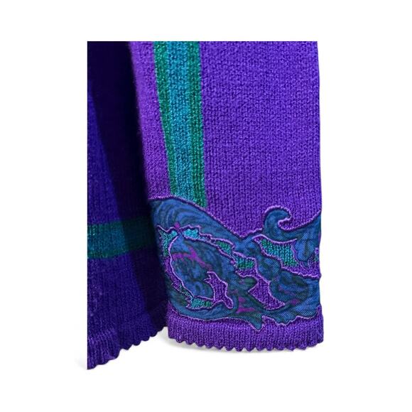 Anne Crimmins Umi Collection Vintage 80’s Purple Cardigan Plaid Checked Size M - Picture 6 of 7